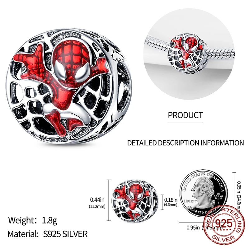 MINISO Marvel 925 Sterling Silver Charms Deadpool Wolverine Beads for Bracelet DIY Jewelry