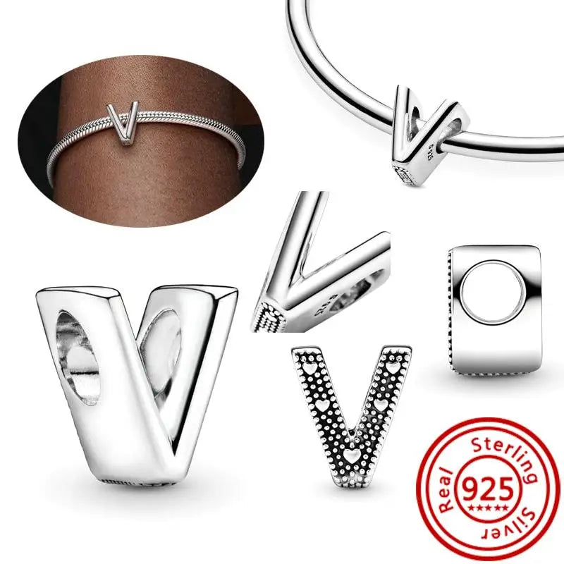 925 Sterling Silver A–Z Alphabet Letter Charms | Gold & Silver Beads for Women DIY Bracelet Jewelry