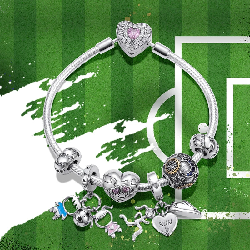925 Sterling Silver Love Football Cup Charm Beads – Sport, Beer & Travel Pendants Fit Original Pandora Bracelet & Necklace