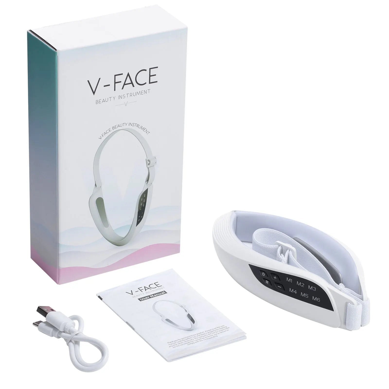 Electric V Face Lifting Beauty Device | 6 Modes 8 Levels EMS Microcurrent Facial Massager for Double Chin Removal & Skin Firming