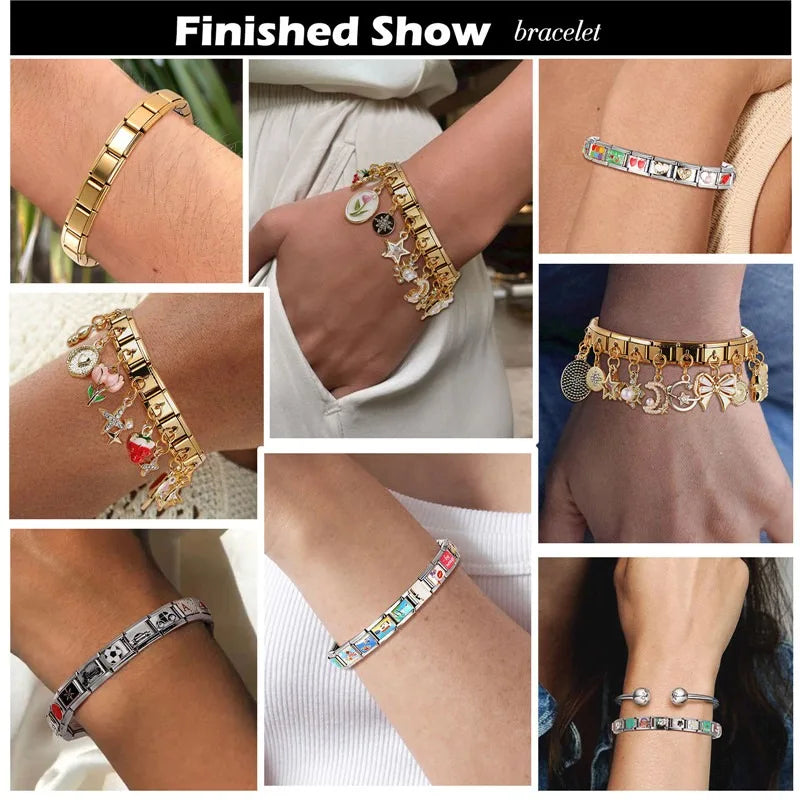 2025 Original Y2K Colorful Cute Cartoon Cats Dogs Italian Charm Links Fit 9mm Stainless Steel Bracelet Men Women DIY Making Gift