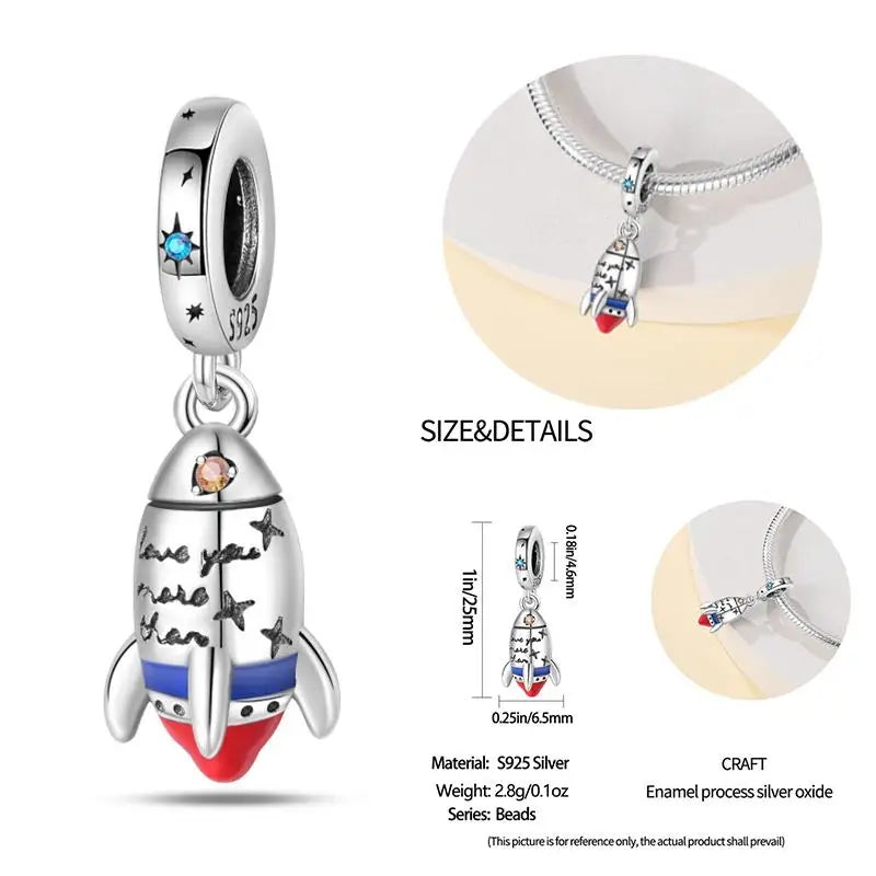 925 Sterling Silver Flying Bird & Butterfly Safety Chain Charm Beads for Original 3mm Bracelet – DIY Jewelry Gift