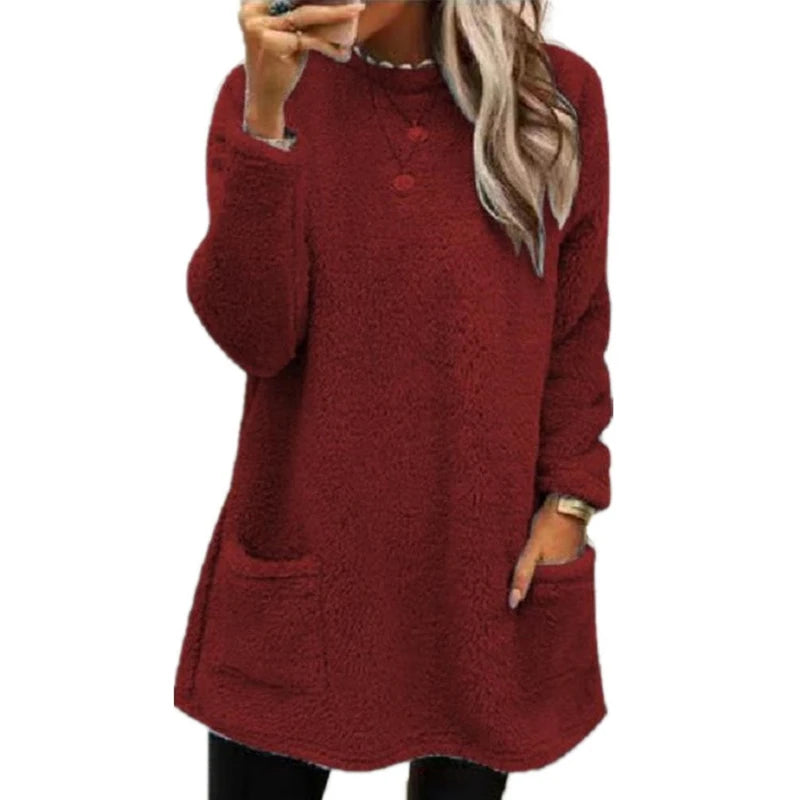 2024 Women’s Winter Warm Fleece Hoodie | Thick Streetwear Loose Casual Hooded Sweatshirt
