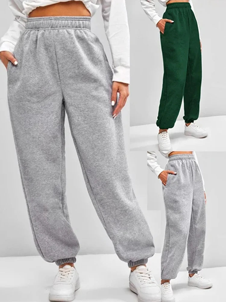 Women’s High Waist Sweatpants | Soft Stretchy Everyday Pants with Elastic Waistband | Casual Comfort Bottoms
