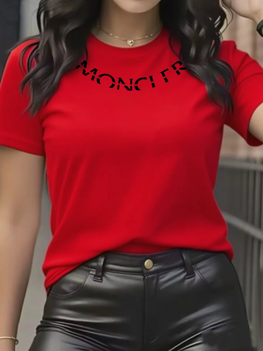 Luxury Brand Women's Graphic T-Shirt | Elegant O-Neck Short Sleeve Casual Fashion Top