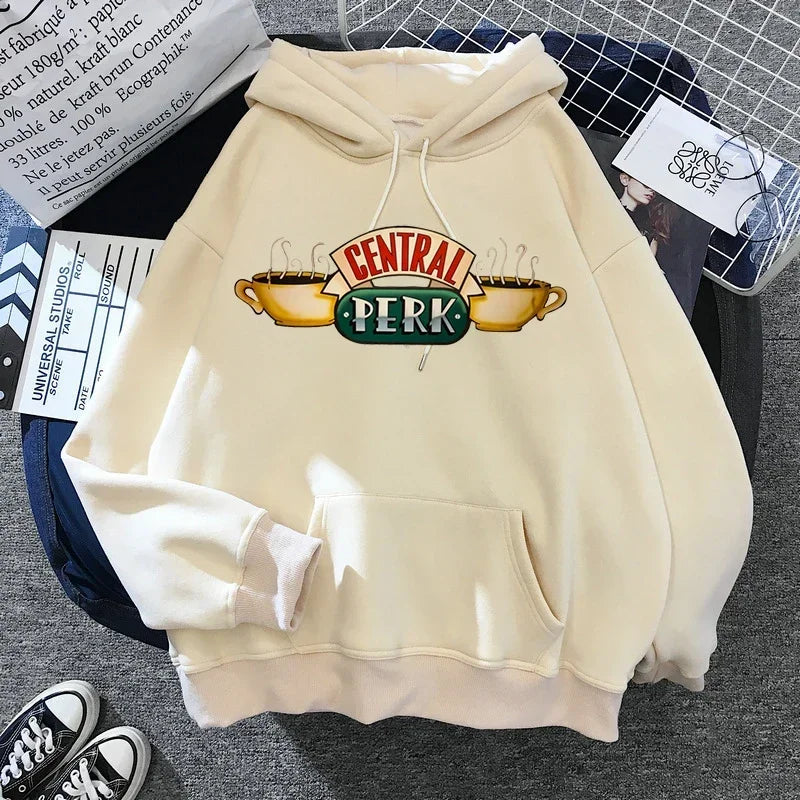 Friends TV Show Hoodie for Women – Funny Cartoon Graphic Ullzang Vintage Anime Sweatshirt 90s