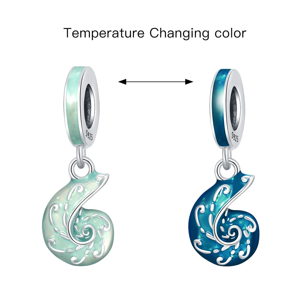 925 Sterling Silver Temperature Color Change Charm Bead | Magic Pendant for Original Bracelet DIY Jewelry