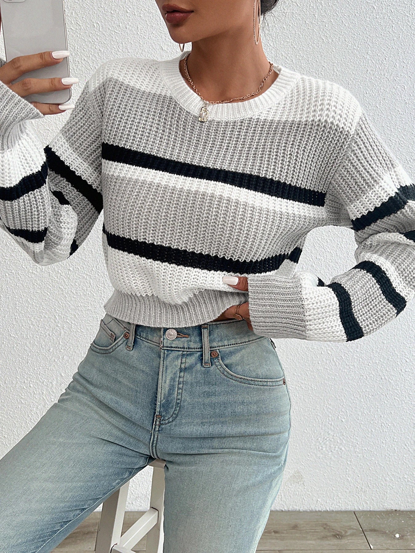 2024 Autumn & Winter Women’s Acrylic Knitted Sweater | Loose Drop Shoulder Long Sleeve