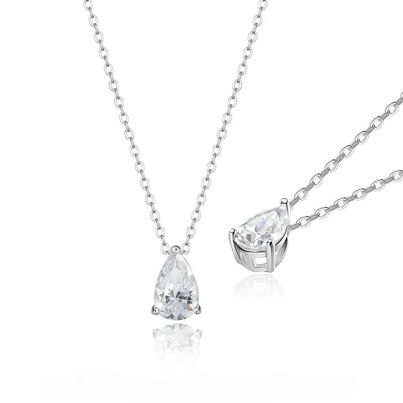 Smyoue 1-4CT Pear Cut Moissanite Pendant Necklace – 925 Silver Lab Diamond Chain for Women