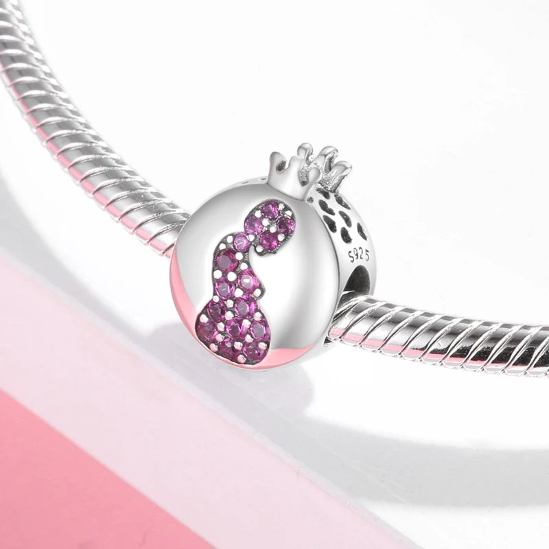 Give Birth To Life Pregnant Mother 925 Sterling Silver Charm | Pink CZ Beads Fit Original Bracelets