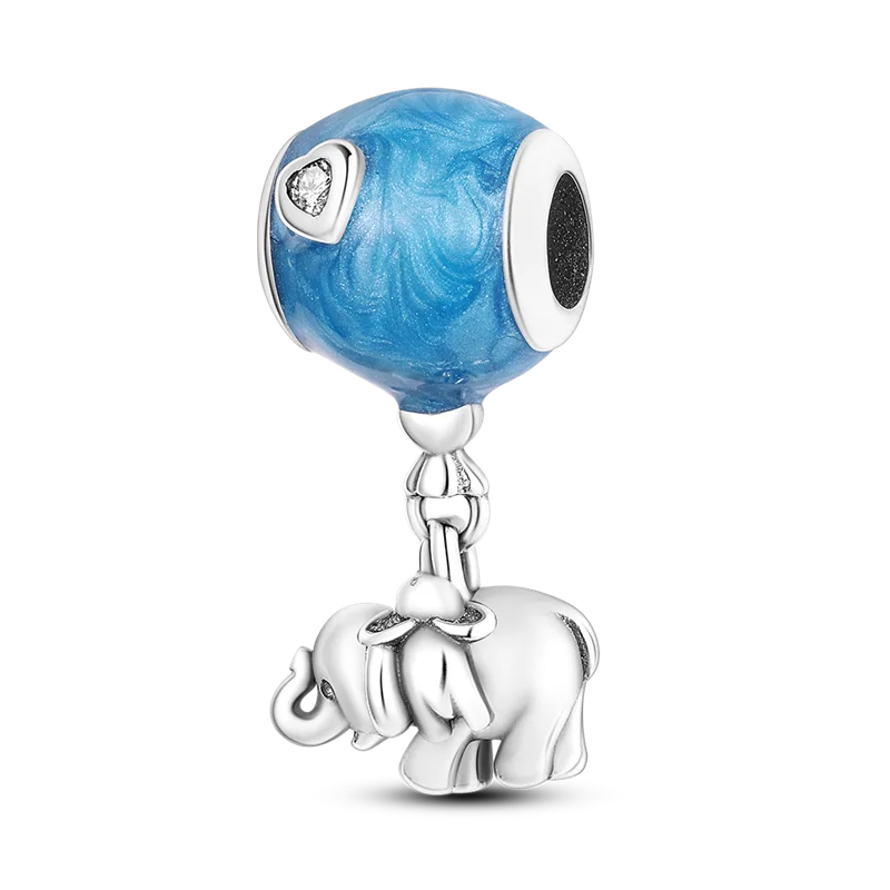 925 Sterling Silver Colorful Charms – Rose, Crown, Rainbow & Heart Dangle Beads Fit Pandora Bracelet & Necklace