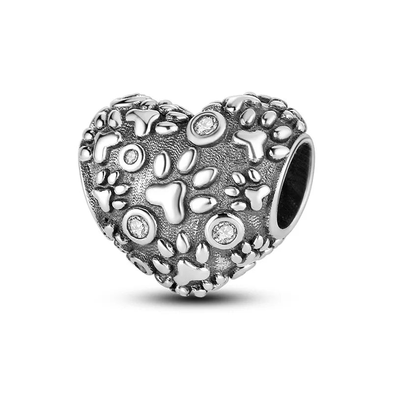 925 Sterling Silver Inlaid Zircon Love Heart & Snake Dangle Charm – Fits Original Pandora Bracelet, Women’s Jewelry Pendant Bead