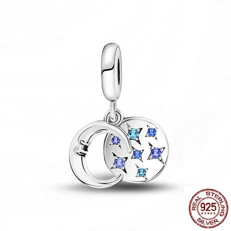 925 Sterling Silver Number & Puppy Family Beads Pendant | Fit 4mm Hole Bracelets