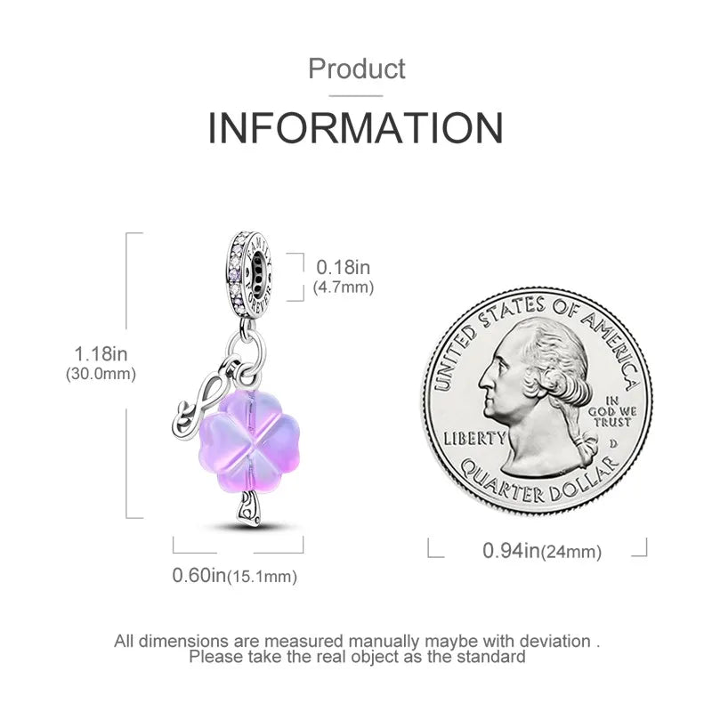 925 Sterling Silver Colorful Luminous Charms | Shell Turtle Star Beads