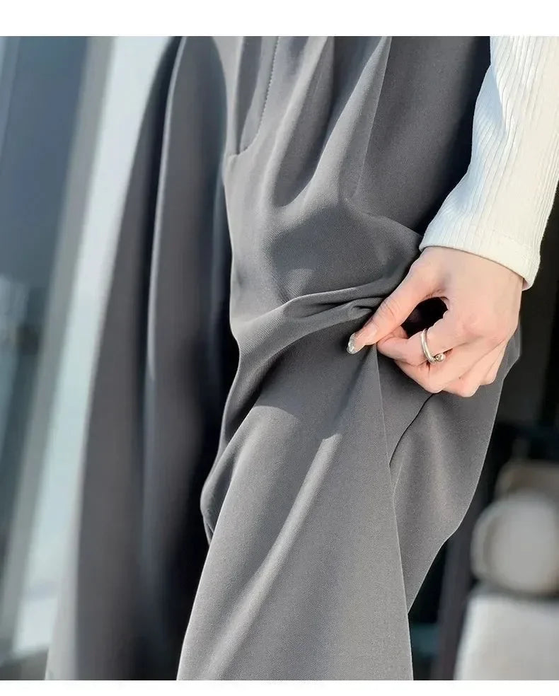 Elegant Wide Leg Pants | Women’s Korean Style High Waist Black Baggy Trousers