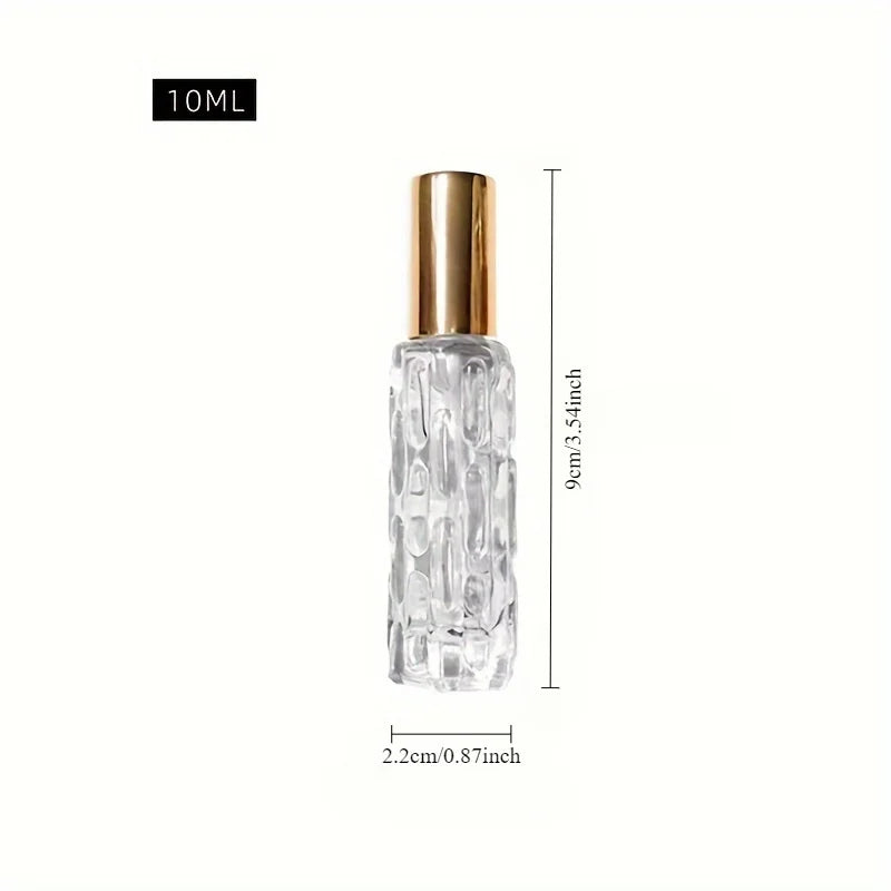 4PCS Transparent Glass Perfume Spray Bottles – Empty Refillable Mini Bottles with Lids | Portable Travel Sub-Bottles