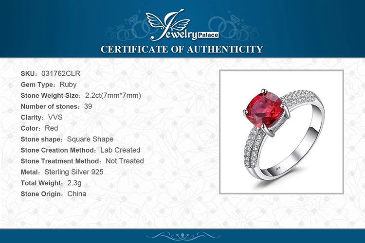 JewelryPalace 925 Sterling Silver Green Nano Emerald & Ruby Ring – Women’s Gemstone Solitaire Engagement Ring