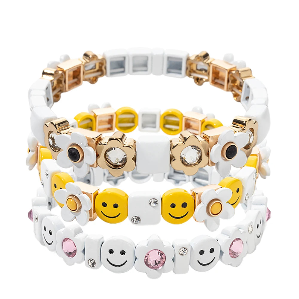 Gold Flower Charm Beaded Bracelet for Women | Boho Summer Jewelry Gift 2023