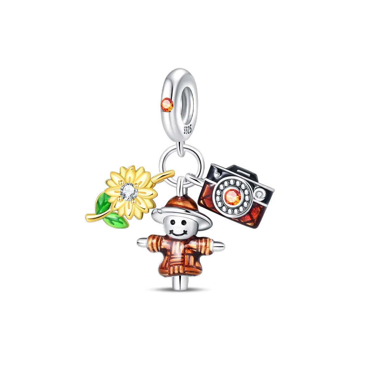 925 Sterling Silver Golden Autumn Charms | Maple Leaf & Pumpkin Beads Fit Original Bracelet DIY Jewelry Gift