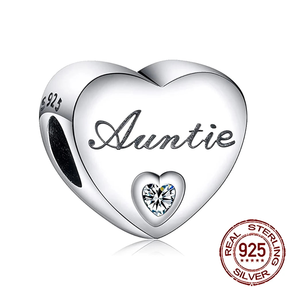 2025 New 925 Sterling Silver Heart Charm Sister Mother Daughter Beads Fit Pandora Bracelet