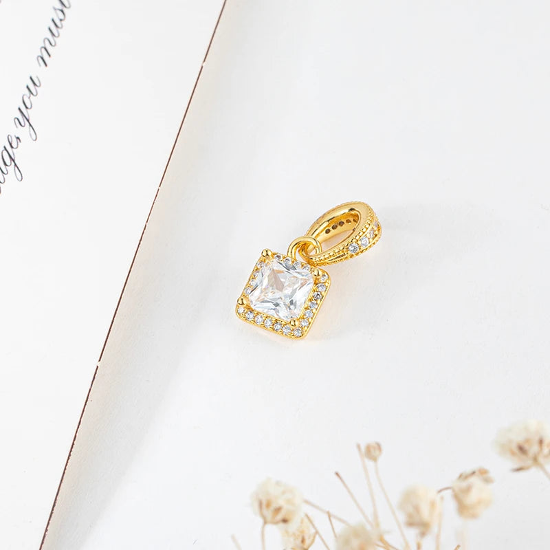 Sparkling Gold Plated Heart & Flower Clip Dangle Charm Beads | Fits Original Snake Bracelet & Necklace | DIY Jewelry Gift for Women