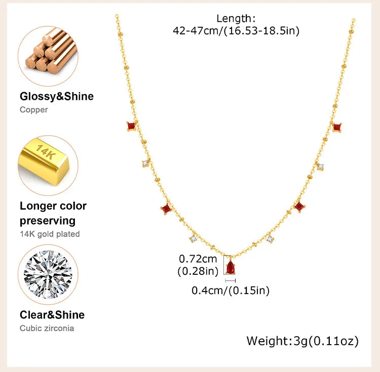Zirconia Charms Necklace for Women – CZ Dangle Choker Bezel Station Gold Plated Jewelry