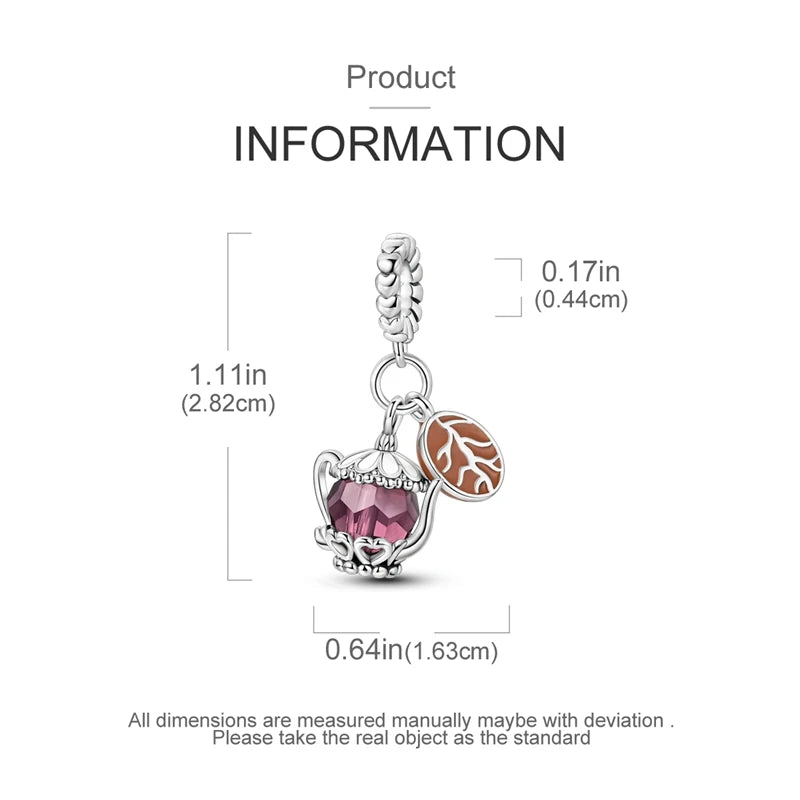 925 Sterling Silver Dessert Afternoon Tea Charm – Coffee, Cake, Pizza & Fries Beads Fit Original Pandora Bracelet DIY Jewelry