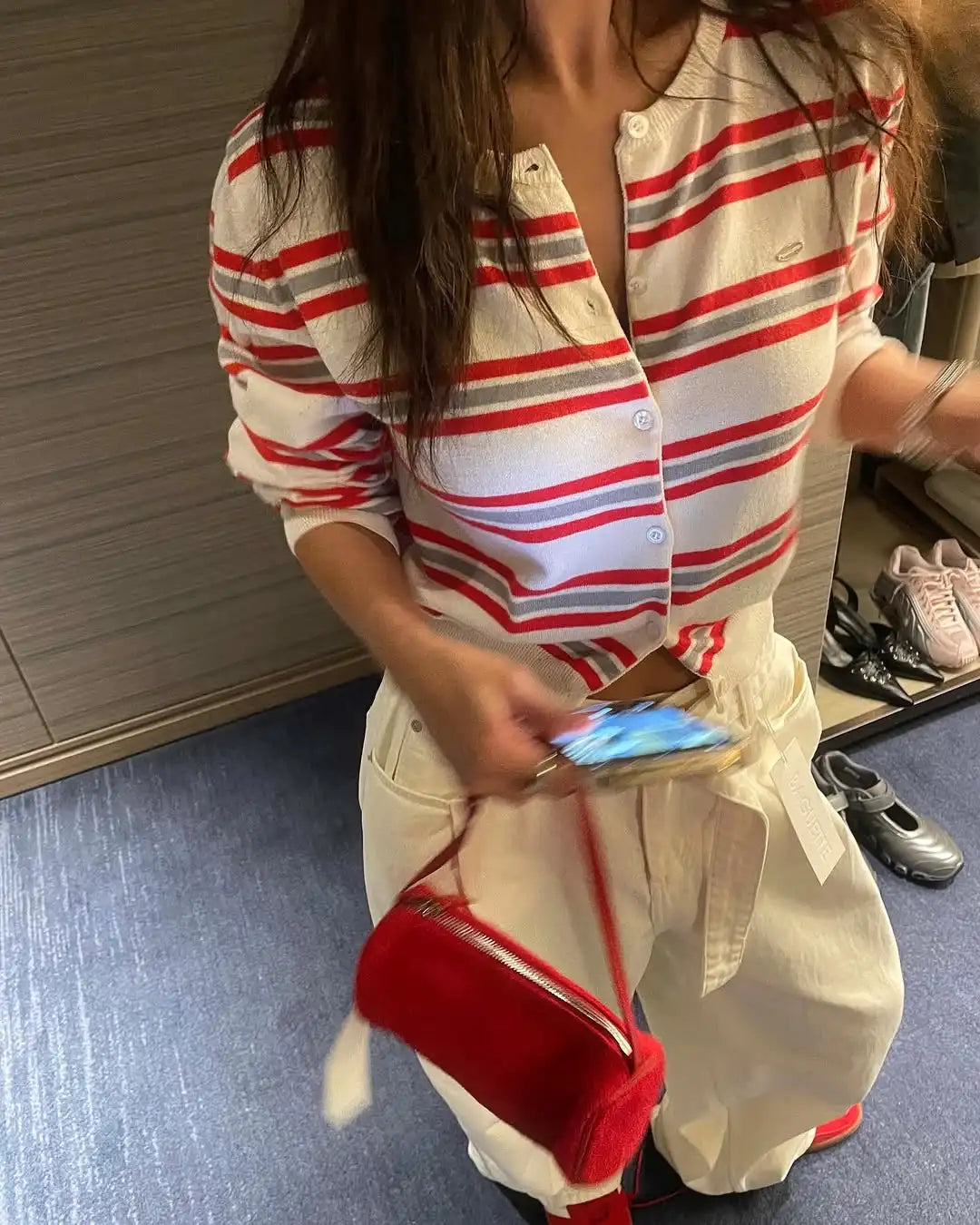 Women's Striped Knitted Cardigan | Chic Spring Button-Up Sweater | Soft Classic Open Front Knitwear