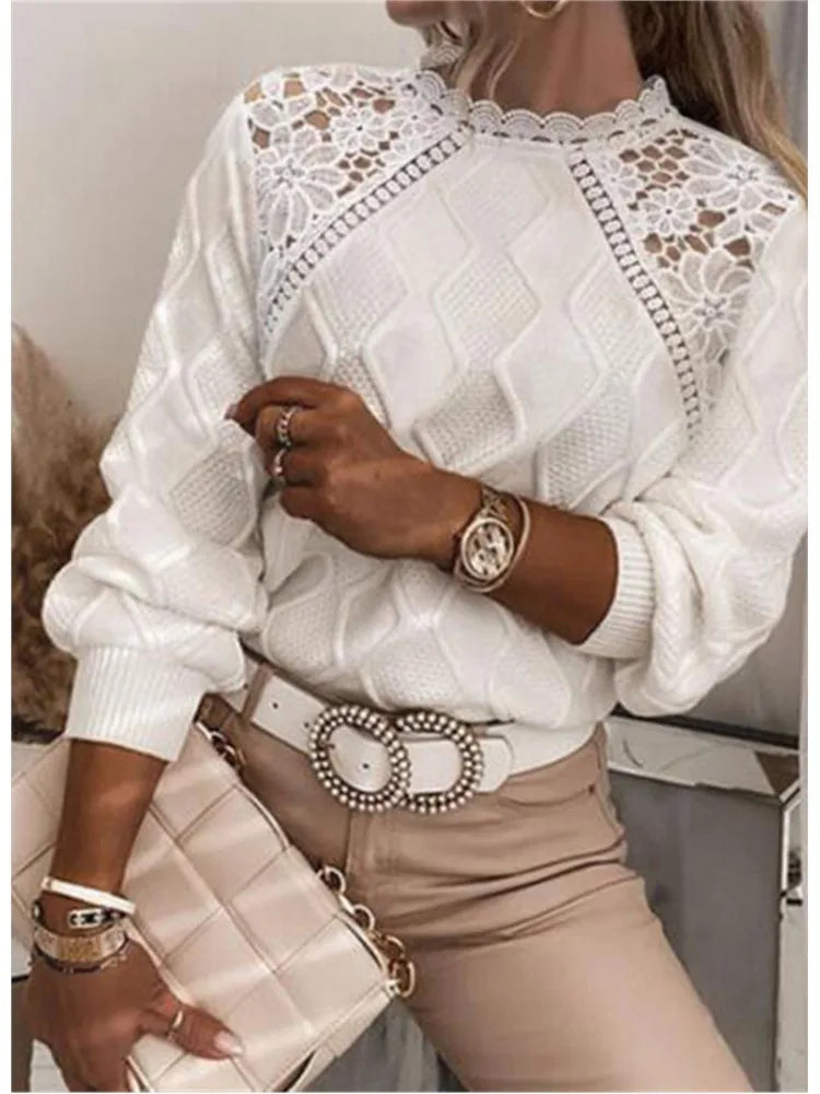 Casual O-Neck Long Sleeve Blouse 🌸 Women Elegant Office Top 2023 ✨