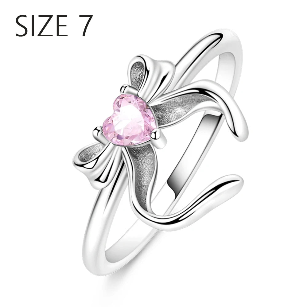 2024 New 925 Sterling Silver Bow Tie Jewelry Set | Zircon Ring, Earrings, Bracelet & Necklace for Women Gift