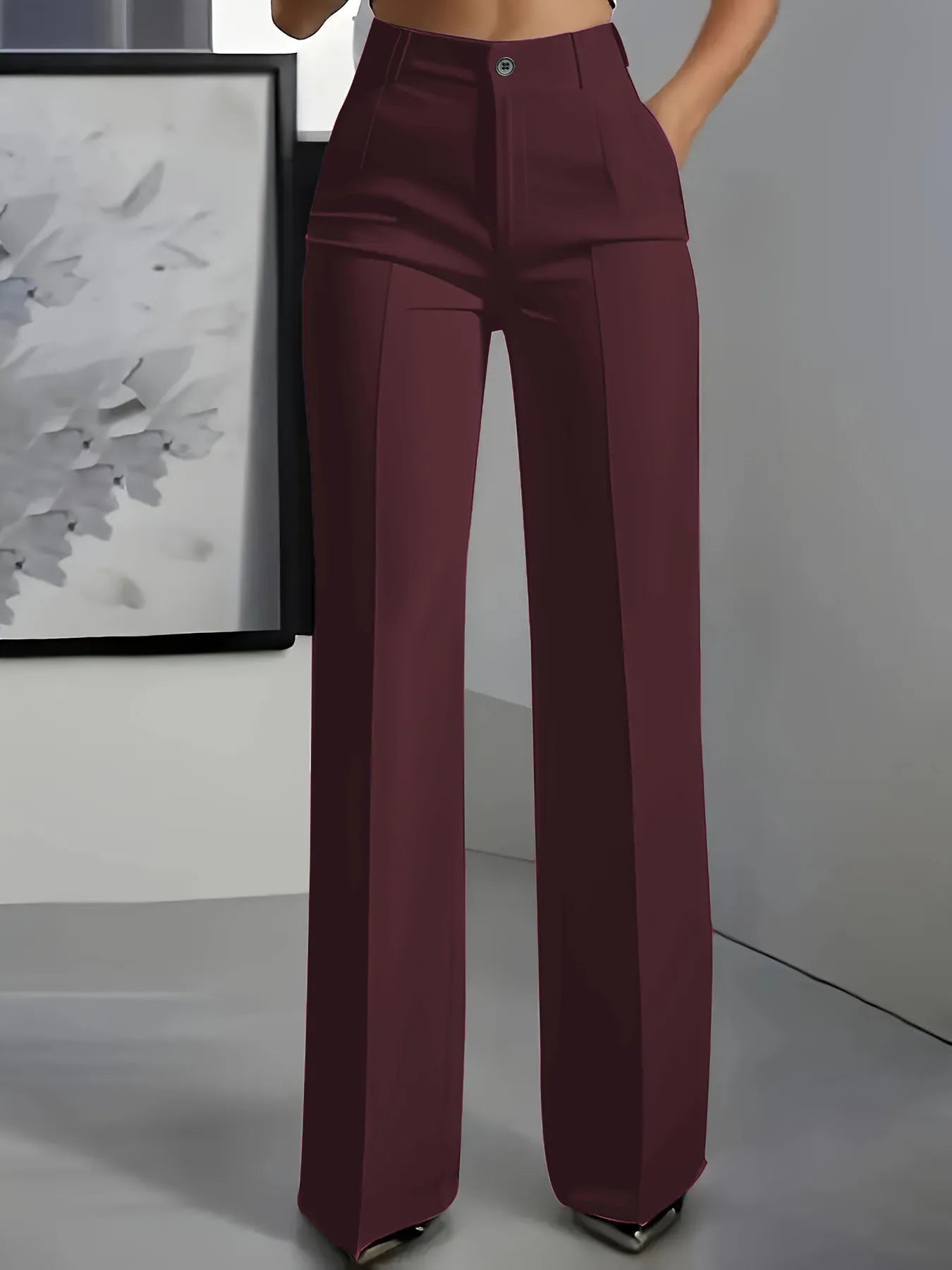 Women’s High Waist Dress Pants – Flowy Straight Leg Minimalist Office Trousers 👖✨