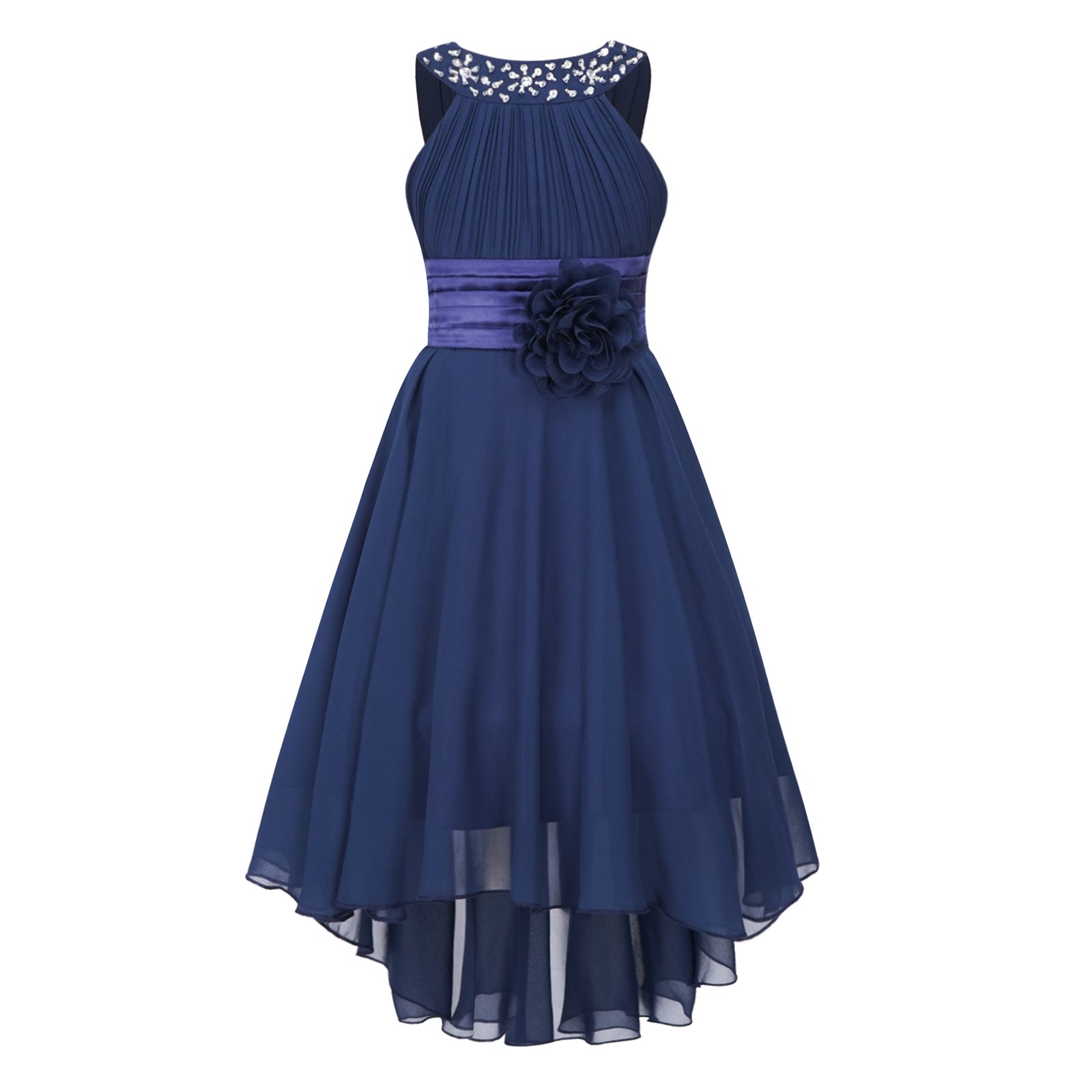 iEFiEL Summer Flower Girl Dress | High-Low Chiffon Princess Dress | Kids Wedding & Party Formal Occasion Gown
