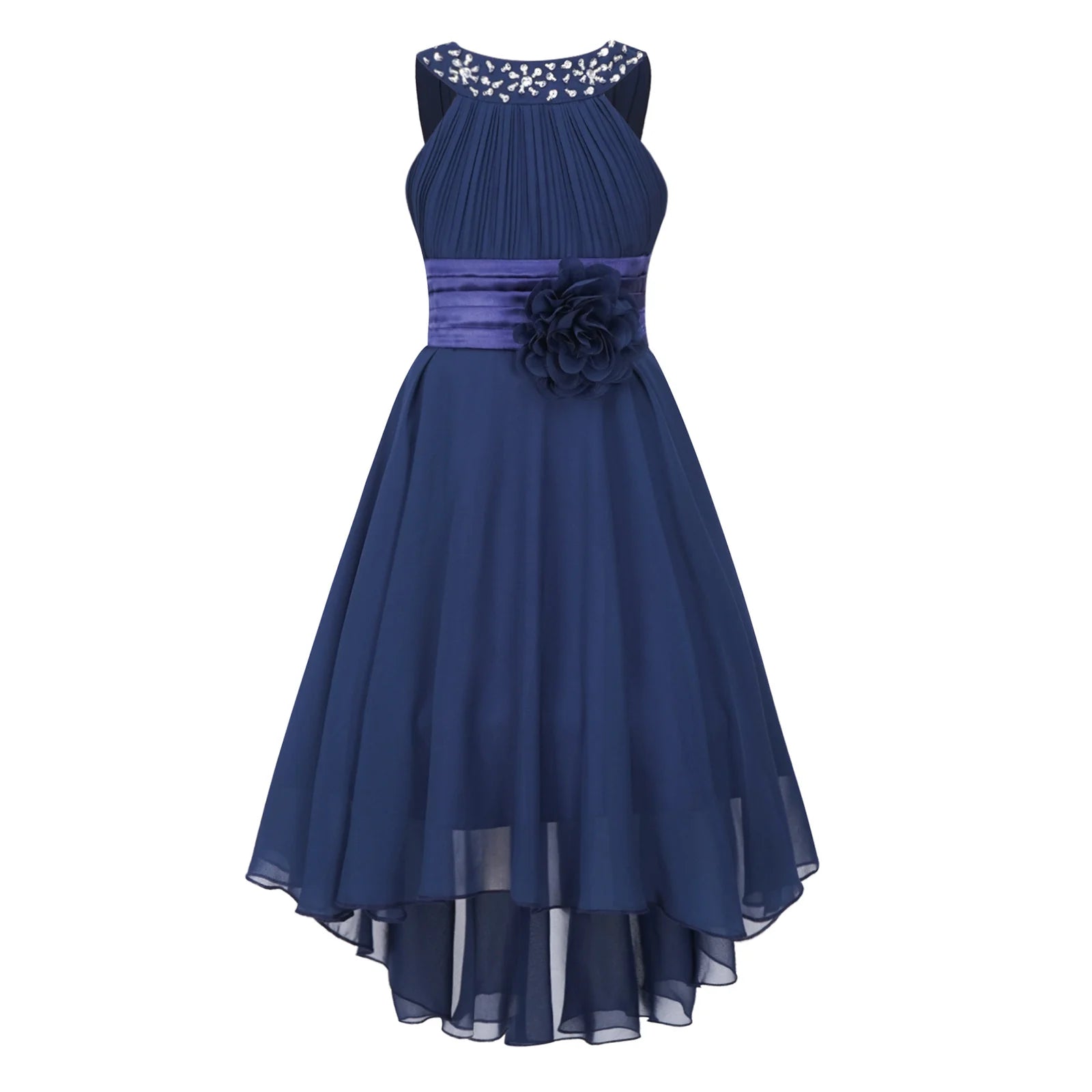 iEFiEL Summer Flower Girl Dress | High-Low Chiffon Princess Dress | Kids Wedding & Party Formal Occasion Gown