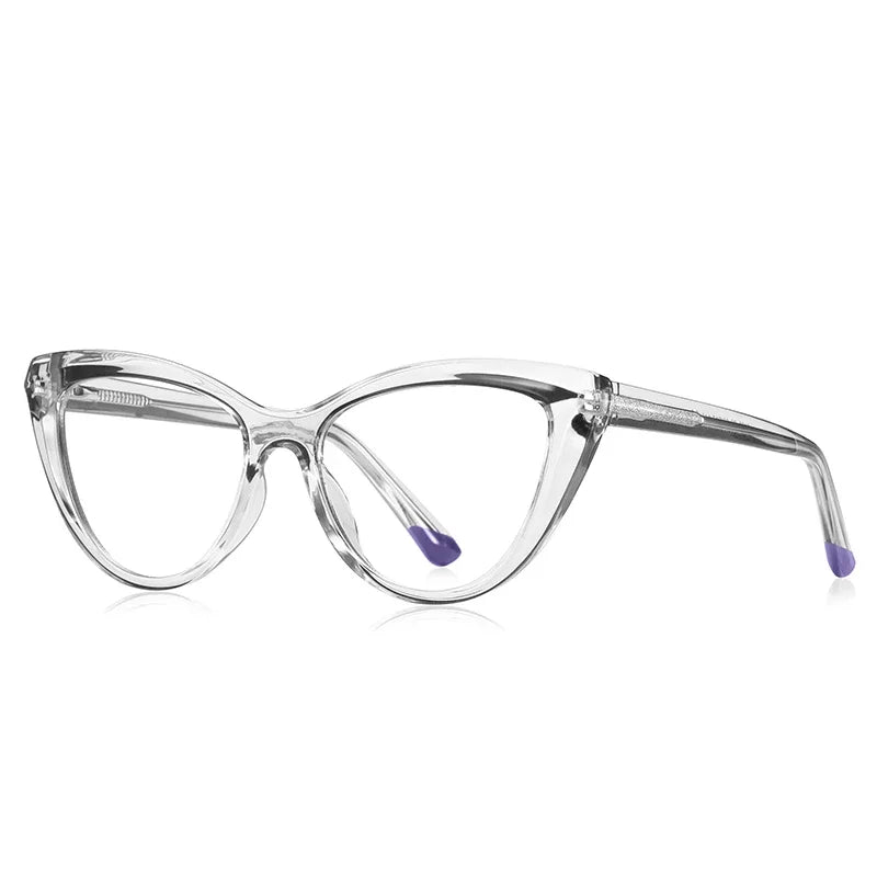 Blue Light Blocking Nearsighted Glasses – Cat Eye Spring Leg Prescription Spectacles for Women (-0.5 to -6.0)