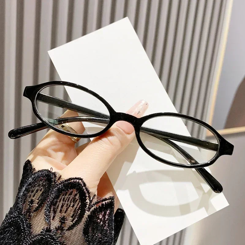 Retro Oval Glasses for Women & Girls – Y2K Red Green Frame Decorative Eyewear | Anti-Blue Light Computer Glasses for Seaside & Driving