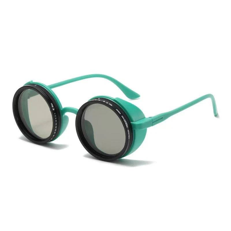 Polarized Adjustable Dimming Round Punk Sunglasses for Men – 2025 Luxury Brand Vintage Steampunk Sun Glasses | UV400 Shades