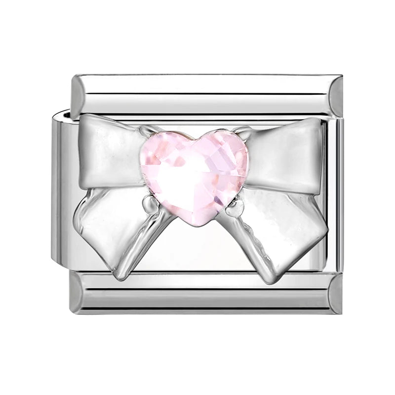 2025 Original Zircon Bow Knot Star Cherry Italian Charm | Stainless Steel 9mm Links DIY Modular Bracelet Jewelry Wholesale