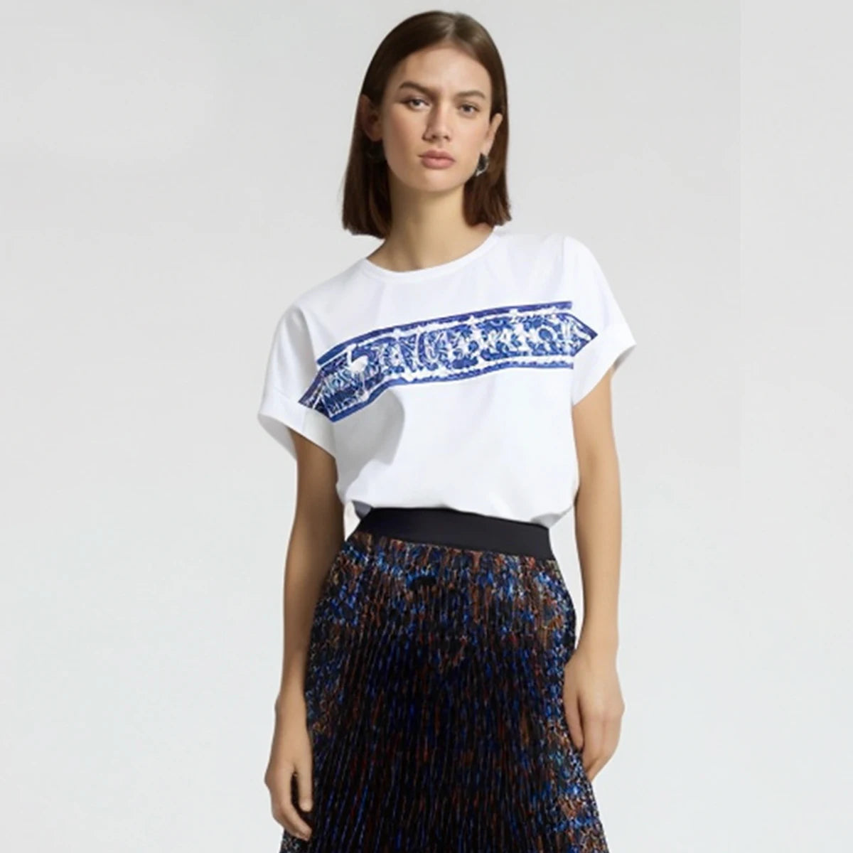 Women’s Luxury Brand Cotton T-Shirt | Summer Short Sleeve O-Neck Tee | Letter Printed Classic Top