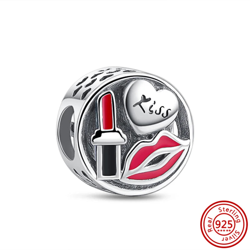 Original 925 Sterling Silver Lucky Flower & Love Bead Charm – Fits Pandora Bracelet, Women’s DIY Jewelry Gift