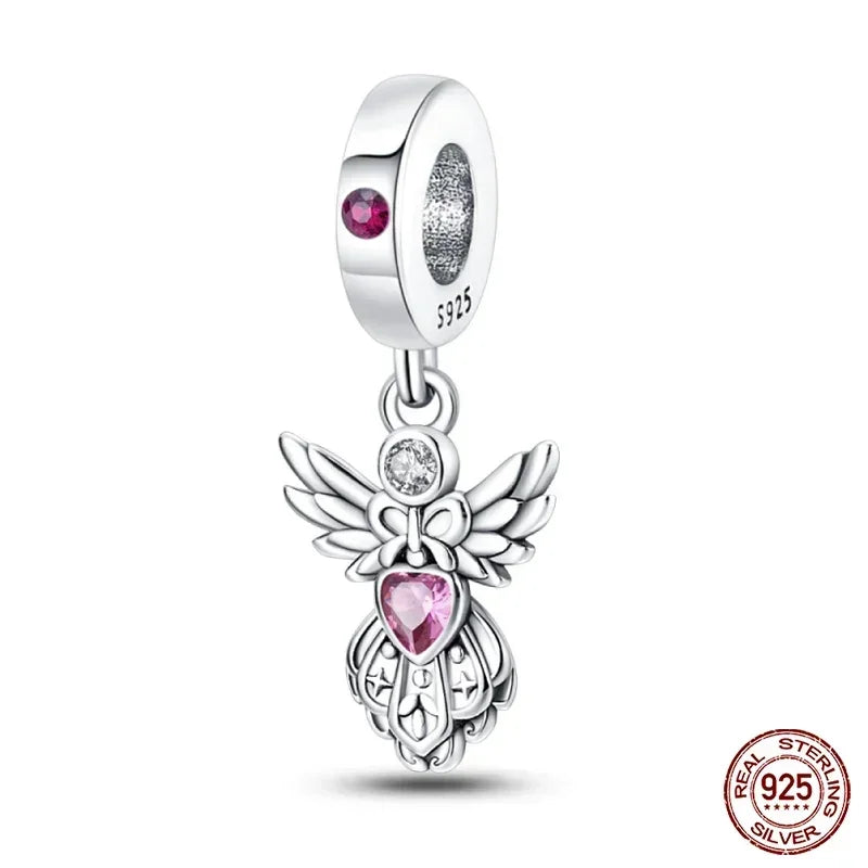 925 Sterling Silver Classic Purple Retro Heart Charm | Lotus Angel Beads for Bracelet & Necklace DIY Jewelry