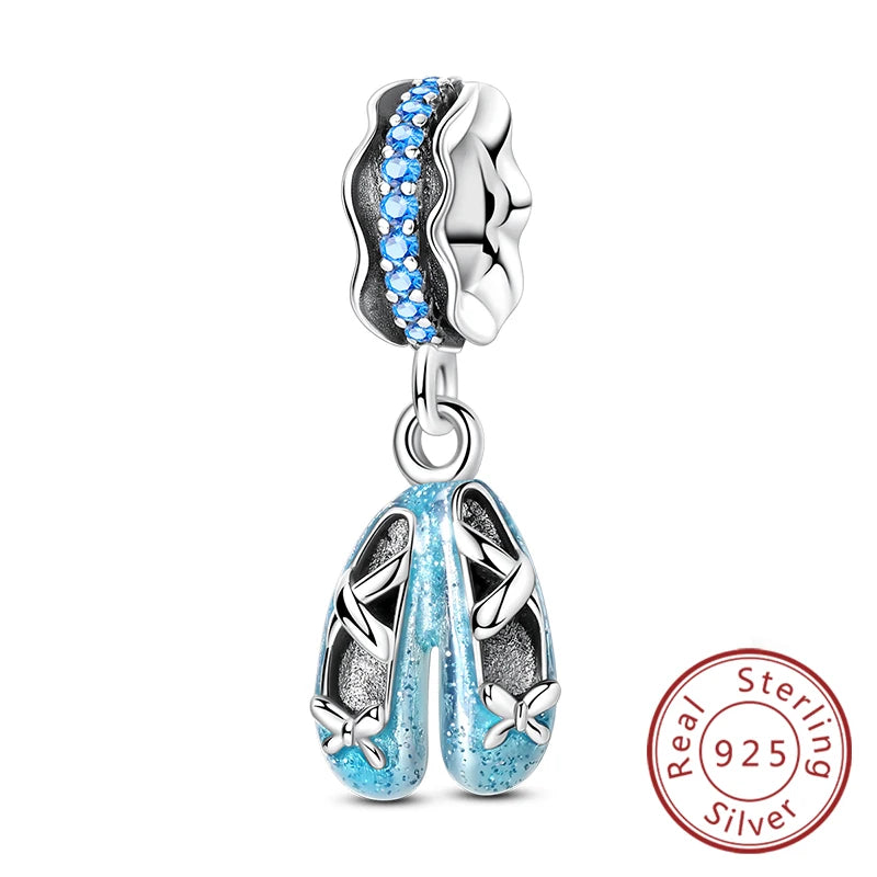 925 Sterling Silver Ballet Shoes & Perfume Bottle Charms | Bow Beads Fit Original Bracelet Pendant DIY Fine Jewelry for Women