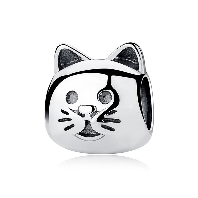925 Sterling Silver Love Pets Dog Cat Paw Print Charm Beads for Women