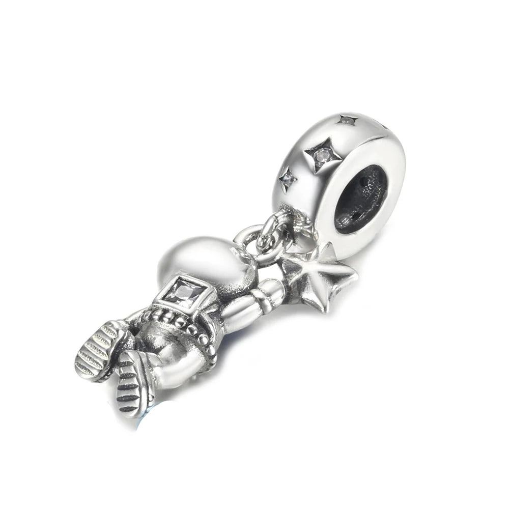 925 Sterling Silver Blue Planet & Dolphin Galaxy Dangle Charm | Women’s Bracelet DIY Jewelry