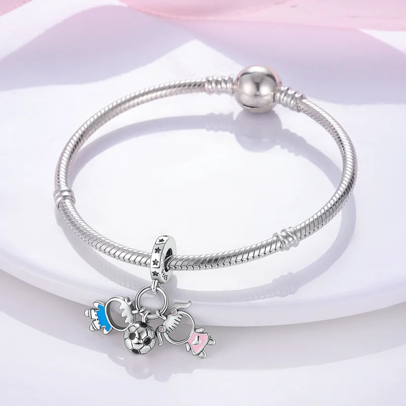 925 Sterling Silver Sweetheart Sister Charm | Fit Original Pandora & 3mm Bracelets DIY Jewelry Gift for Women