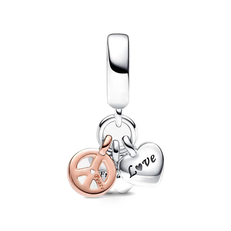 Hot Selling Rose Gold Firefly & Key Pendant Bead | 925 Sterling Silver Charm for Original European Bracelet