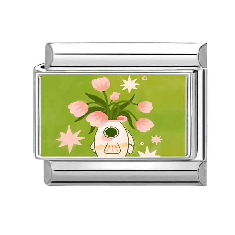 2025 Original Y2K Colorful Cute Cartoon Cats Dogs Italian Charm Links Fit 9mm Stainless Steel Bracelet Men Women DIY Making Gift