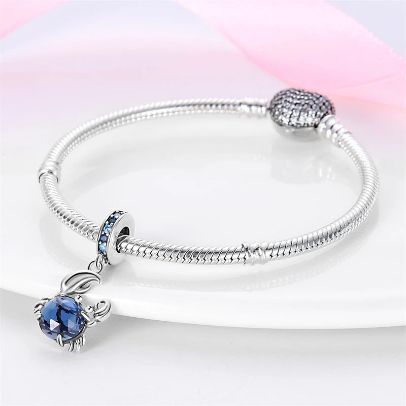 925 Sterling Silver Luminous Ocean Crab Shell Charm | Fit Original Bracelet DIY Birthday Jewelry Gift for Women