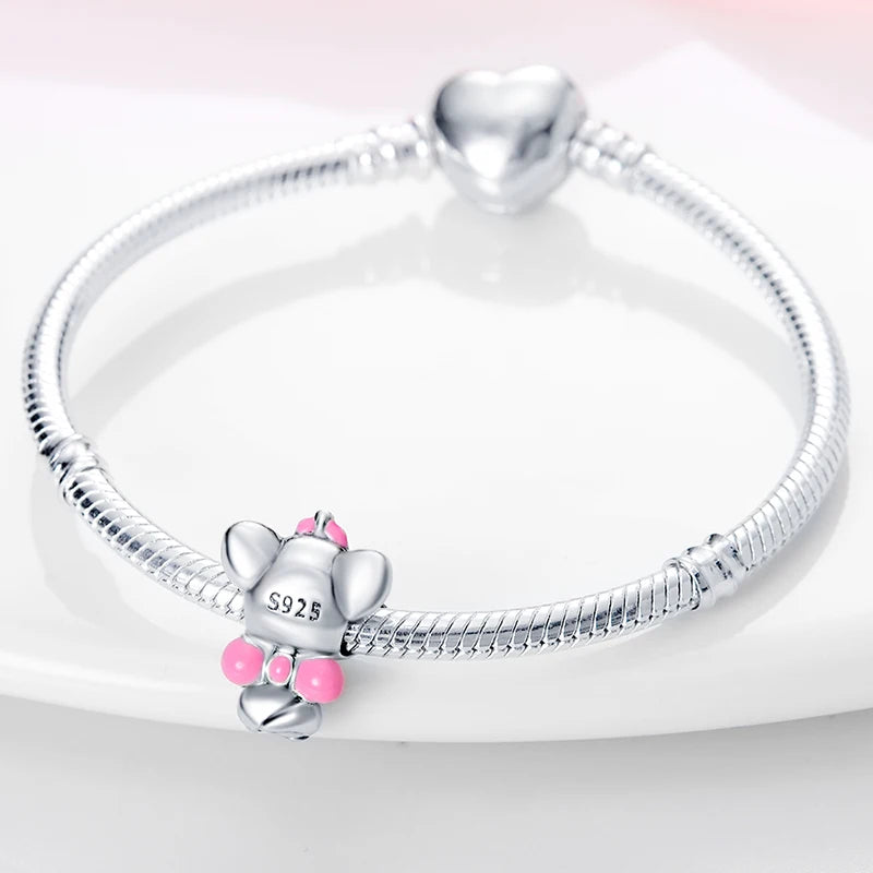 Disney 925 Sterling Silver Mickey, Winnie & Stitch Charm – DIY Pendant Beads for Original Bracelets