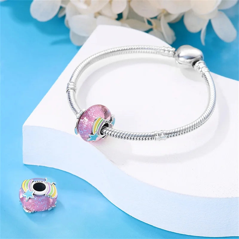 925 Sterling Silver Round Colored Zircon Spacer Beads – Fits Pandora Original Bracelets DIY Exquisite Party Jewelry