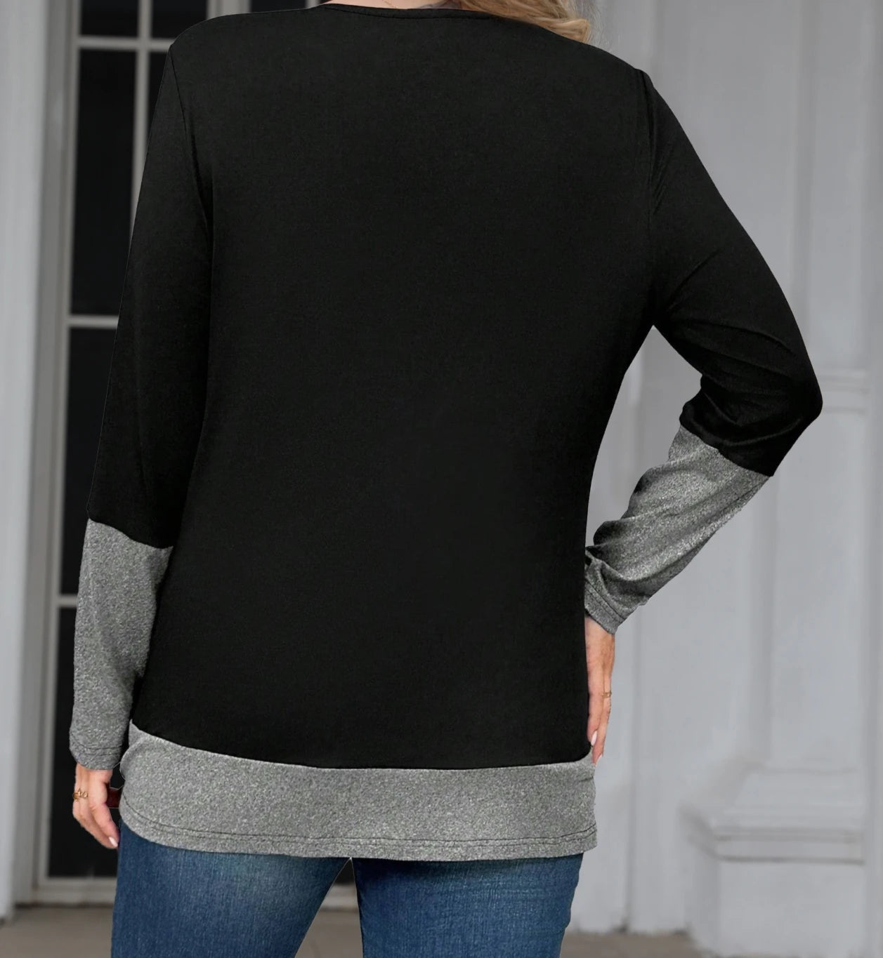 Plus Size Elegant Casual Women’s Long Sleeve T-Shirt – Fashion Loose Top for Holiday & Weekend 🌿✨